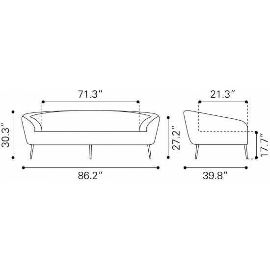 Luna Sofa White & Gold