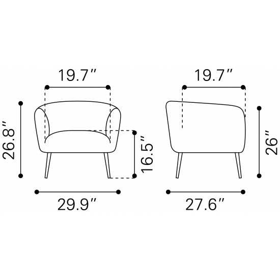 Deco Accent Chair Gray & Gold