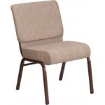 21\'\'W Stacking Church Chair in Beige Fabric - Copper Vein Frame