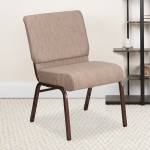 21''W Stacking Church Chair in Beige Fabric - Copper Vein Frame