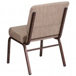 21''W Stacking Church Chair in Beige Fabric - Copper Vein Frame