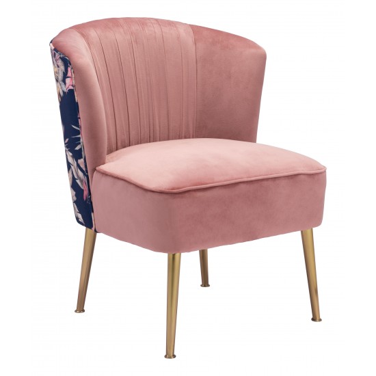 Tina Accent Chair Pink, Gold & Foliage Print