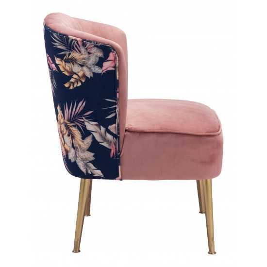 Tina Accent Chair Pink, Gold & Foliage Print