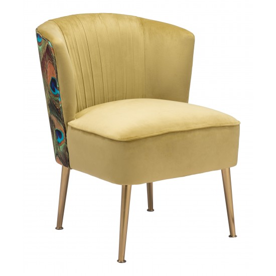 Tabitha Accent Chair Green, Gold & Peacock Print