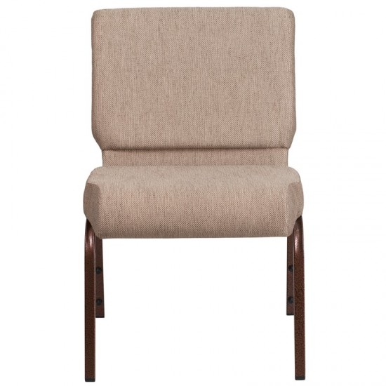 21''W Stacking Church Chair in Beige Fabric - Copper Vein Frame