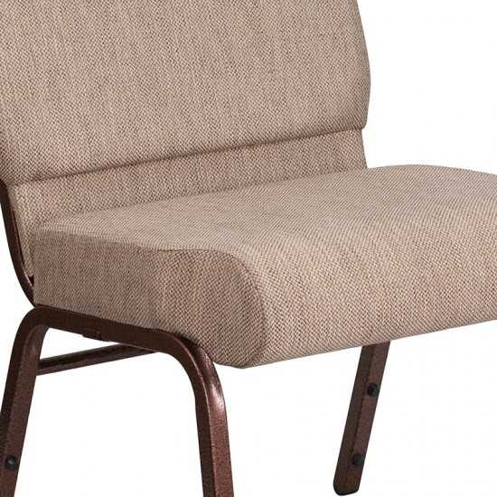 21''W Stacking Church Chair in Beige Fabric - Copper Vein Frame