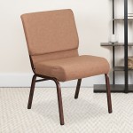 21''W Stacking Church Chair in Caramel Fabric - Copper Vein Frame