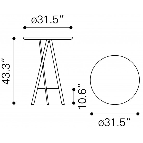 Rouen Bar Table White