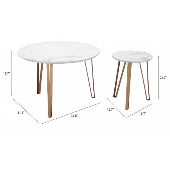 Set of 2 Caen Accent Tables White