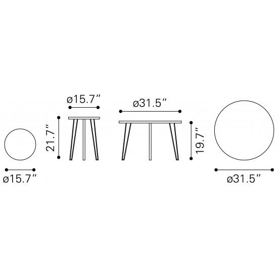 Set of 2 Caen Accent Tables White