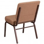 21''W Stacking Church Chair in Caramel Fabric - Copper Vein Frame