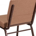 21''W Stacking Church Chair in Caramel Fabric - Copper Vein Frame