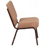 21''W Stacking Church Chair in Caramel Fabric - Copper Vein Frame