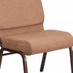 21''W Stacking Church Chair in Caramel Fabric - Copper Vein Frame