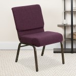 21''W Stacking Church Chair in Plum Fabric - Gold Vein Frame