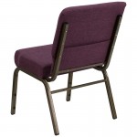 21''W Stacking Church Chair in Plum Fabric - Gold Vein Frame