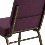 21''W Stacking Church Chair in Plum Fabric - Gold Vein Frame