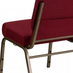 21''W Stacking Church Chair in Burgundy Fabric - Gold Vein Frame