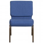 21''W Stacking Church Chair in Blue Fabric - Gold Vein Frame