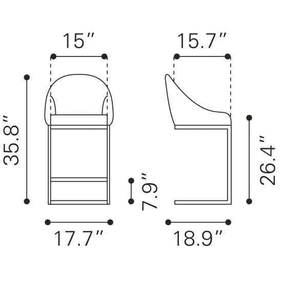 Scott Counter Chair Gray