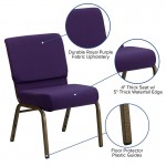 21''W Stacking Church Chair in Royal Purple Fabric - Gold Vein Frame