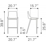 Magnus Counter Chair (Set of 2) Gray & Silver