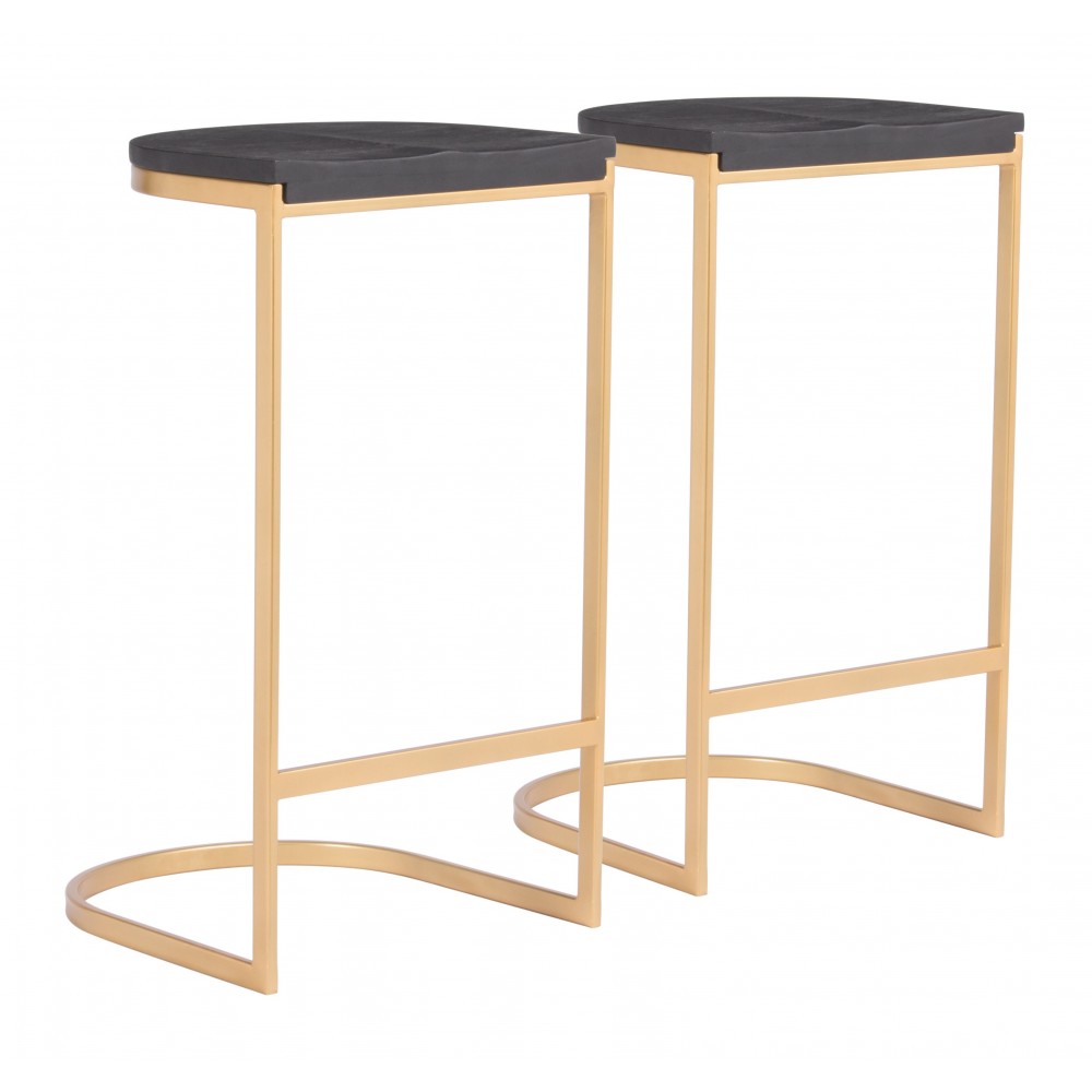 Louis Barstool (Set of 2) Black & Gold