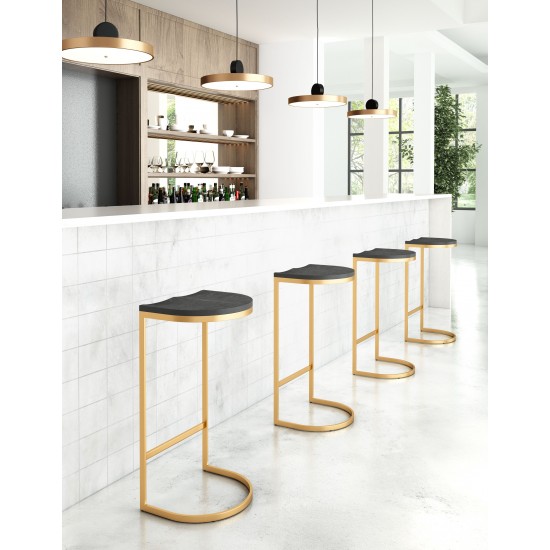 Louis Barstool (Set of 2) Black & Gold