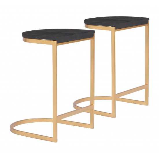 Louis Counter Stool (Set of 2) Black & Gold