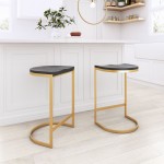 Louis Counter Stool (Set of 2) Black & Gold