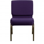 21''W Stacking Church Chair in Royal Purple Fabric - Gold Vein Frame