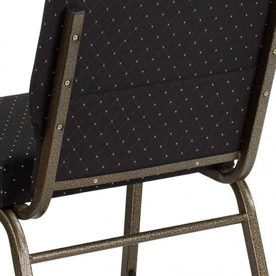 21''W Stacking Church Chair in Black Dot Patterned Fabric - Gold Vein Frame