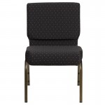 21''W Stacking Church Chair in Black Dot Patterned Fabric - Gold Vein Frame