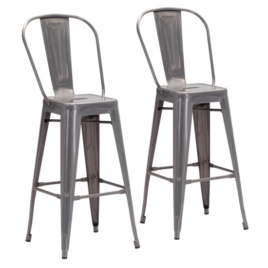 Elio Bar Chair (Set of 2) Gunmetal