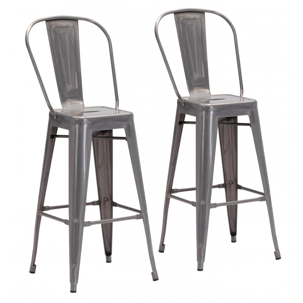 Elio Bar Chair (Set of 2) Gunmetal