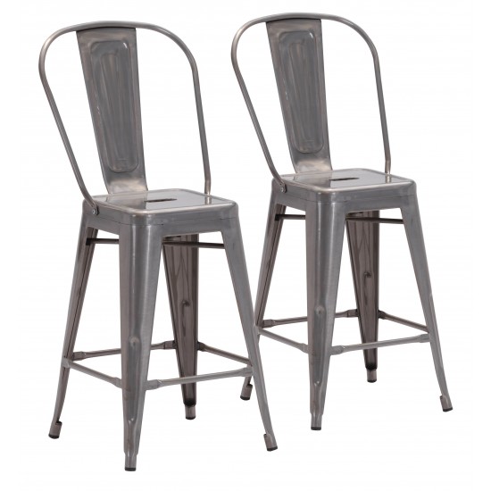 Elio Counter Chair (Set of 2) Gunmetal