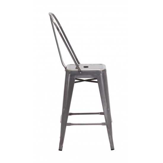 Elio Counter Chair (Set of 2) Gunmetal