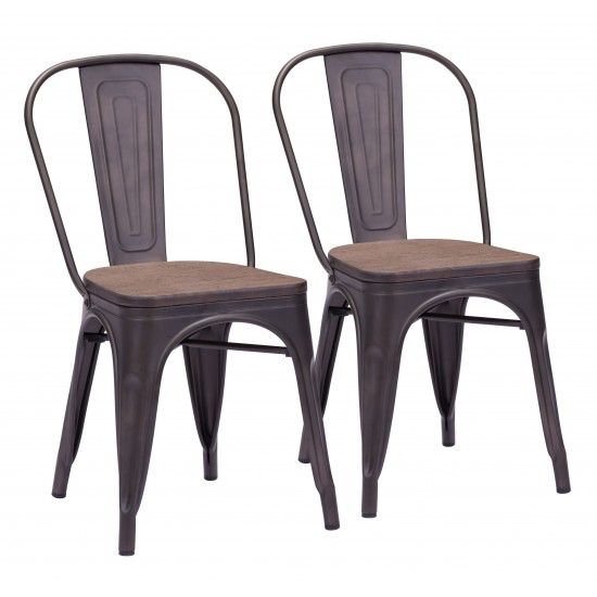 Elio Dining Chair (Set of 2) Rustic Black & Brown