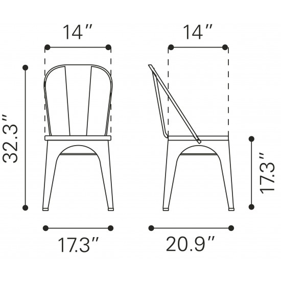 Elio Dining Chair (Set of 2) Rustic Black & Brown