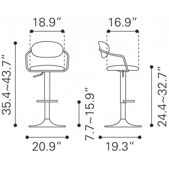 Gusto Bar Chair Black & Gold