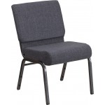 21''W Church Chair in Dark Gray Fabric - Silver Vein Frame