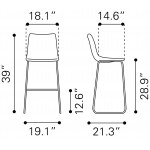 Smart Bar Chair (Set of 2) Charcoal