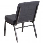 21''W Church Chair in Dark Gray Fabric - Silver Vein Frame