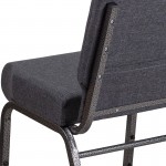 21''W Church Chair in Dark Gray Fabric - Silver Vein Frame