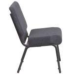 21''W Church Chair in Dark Gray Fabric - Silver Vein Frame