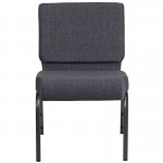 21''W Church Chair in Dark Gray Fabric - Silver Vein Frame