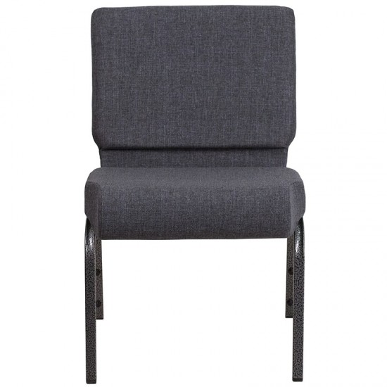 21''W Church Chair in Dark Gray Fabric - Silver Vein Frame