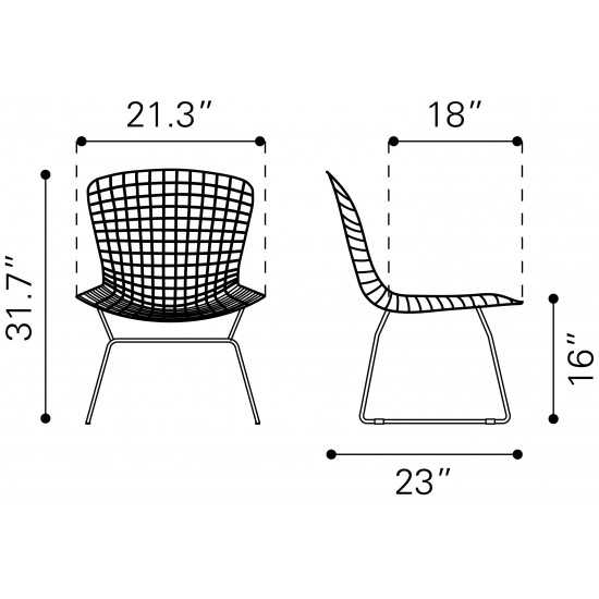 Wire Dining Chair (Set of 2) Chrome