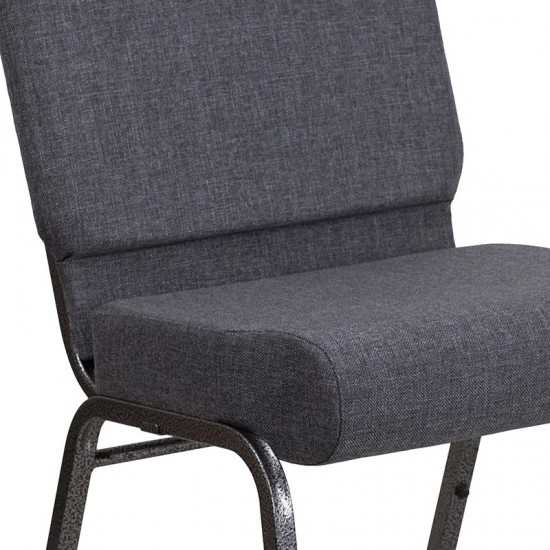 21''W Church Chair in Dark Gray Fabric - Silver Vein Frame