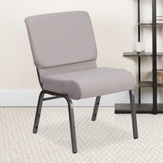 21''W Church Chair in Gray Dot Fabric - Silver Vein Frame